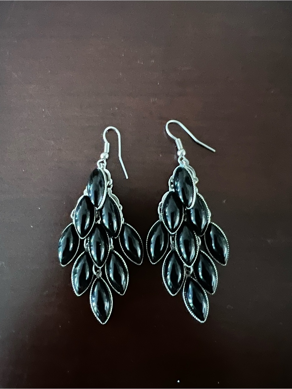 Vintage-style Black Teardrop Marquise Cluster Dangle Earrings - Women Jewelry